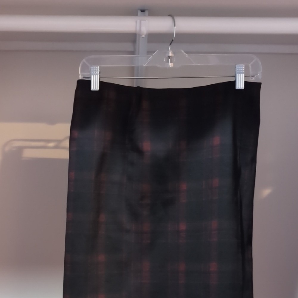 Liverpool Black and Red Plaid Pencil Skirt